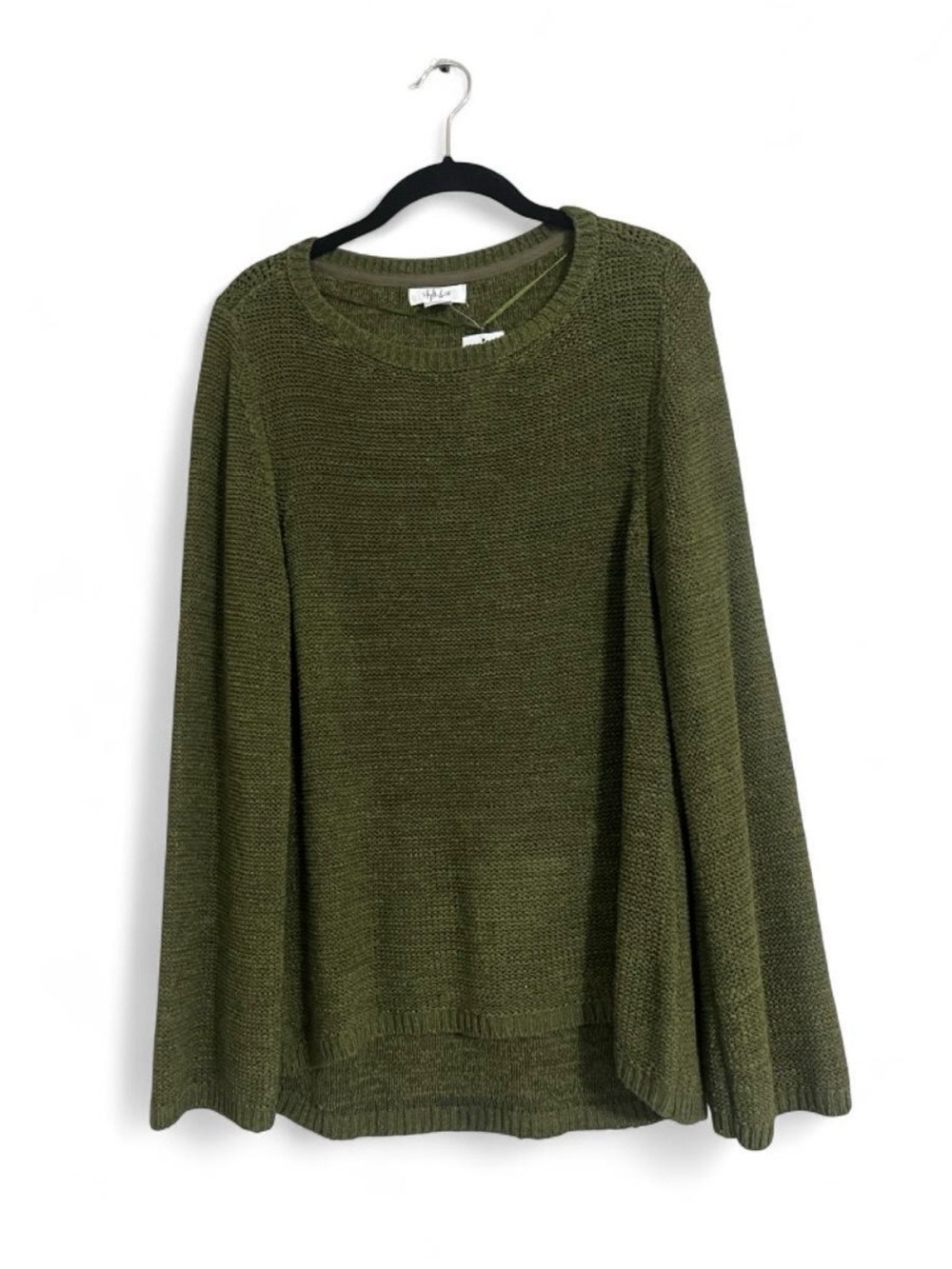 Style & Co Sweater Sz L Olive Green Knitted Layering Piece Closet Staple Casual
